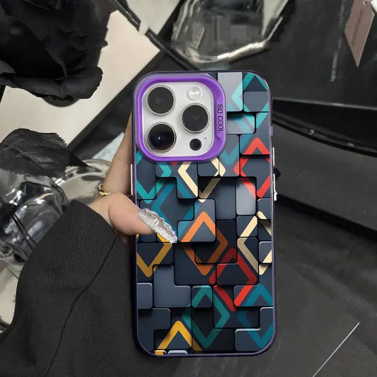 Sarung Sarung, Reka Bentuk Kiub Kreatif, SerasidenganiPhone 15 Pro / 14 / 13 / 12 / 11 pro max/xs max, Kalis Kejutan, Se