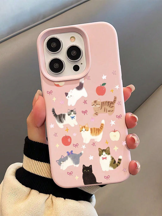 cute cat elements, star-shaped fruit pattern and straight edge, for iPhone 17ProMax/16/15Pro/14Plus/13/12 ProMax/11Pro