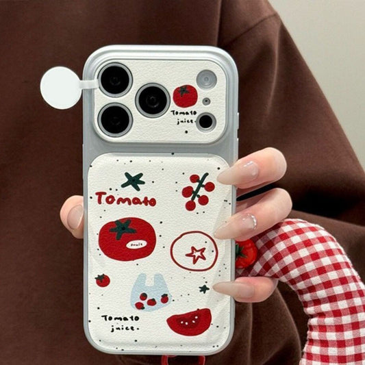 Sarung kulit pelindung bercorak tomato. Sesuai dengan iPhone 17, 14, 11, 13, 16, 12, 15 Pro Max, 14, 16, 15 Plus.