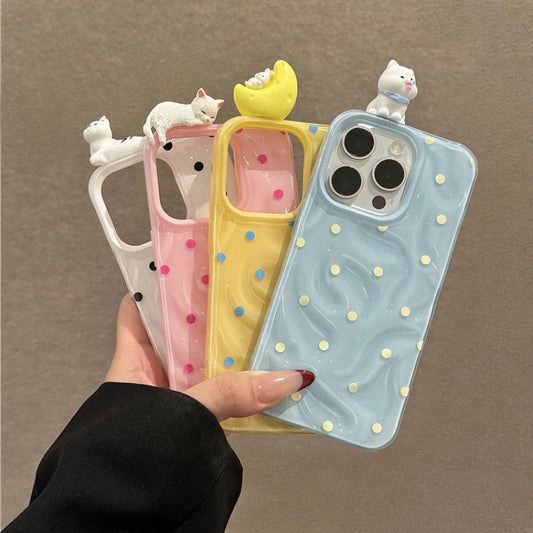 For iPhone 16 15 14 13 12 11 Pro Max X XR XS Max 7 8 Plus Simple Polka Dots Cartoon Phone Case iPhone 13 Soft TPU Case