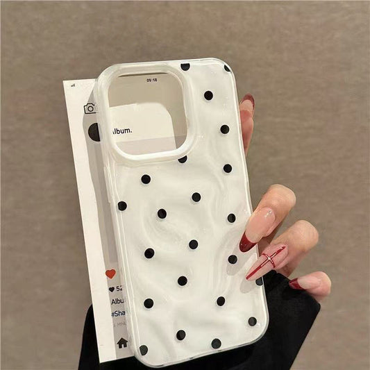 For iPhone 11, 12 Pro MAX, 14, 15, 16 Pro MAX, 14, 15, 16 Plus. cases, crater wrinkle pattern, color dots