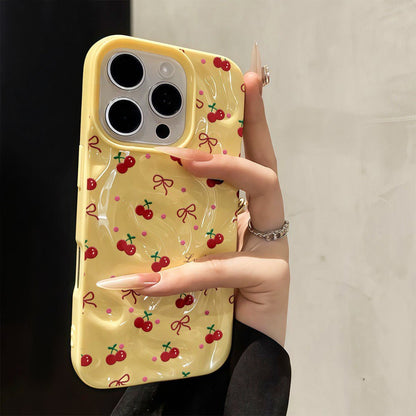 Sarung Telefon Bertekstur Beralun Warna Gula-gula untuk iPhone 16 15 14 13 12 11 Pro Max X XR XS Max 7 8 6 Plus