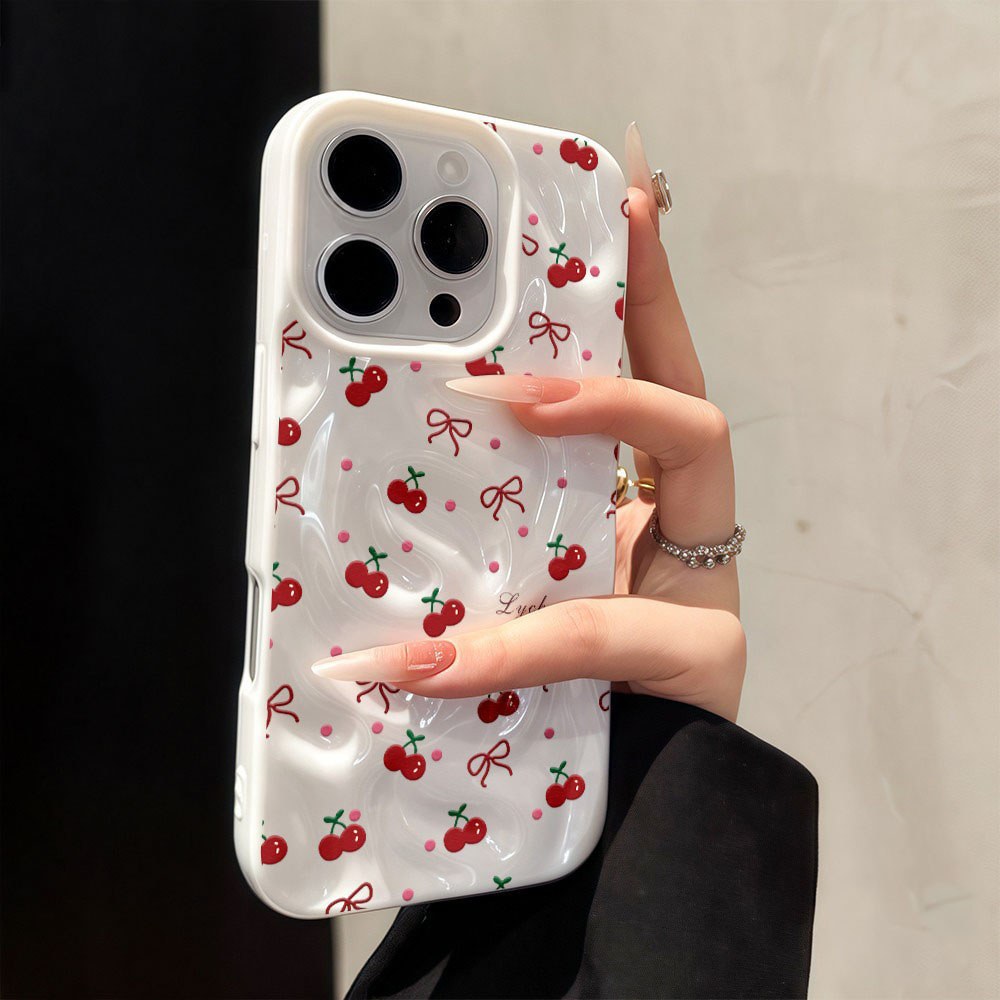 Sarung Telefon Bertekstur Beralun Warna Gula-gula untuk iPhone 16 15 14 13 12 11 Pro Max X XR XS Max 7 8 6 Plus