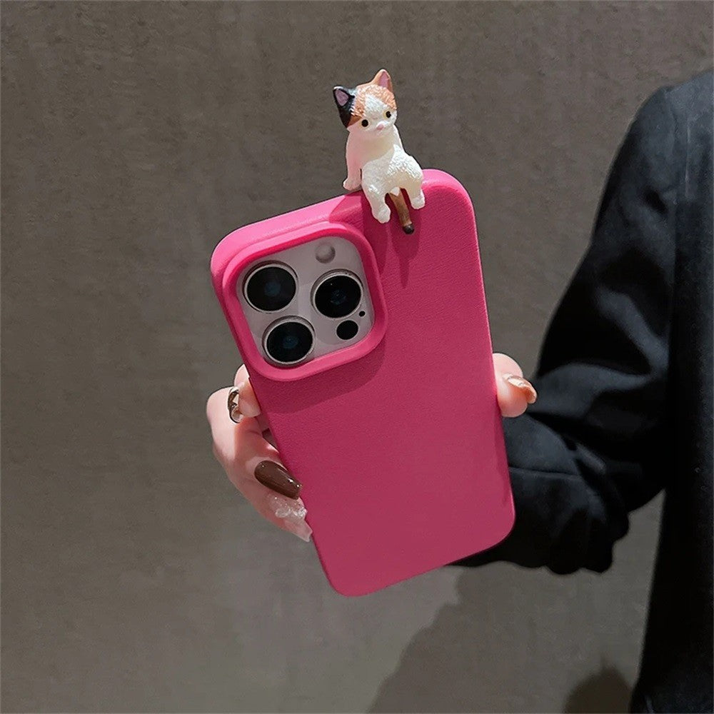 Sarung Telefon Tekstur Kulit Kucing Berbaring 3D Kartun untuk iPhone 11, 13, 15, 12, XR, 14, 16 Pro, XS Max, 13pro, 14pr