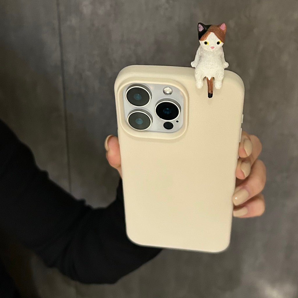 Sarung Telefon Tekstur Kulit Kucing Berbaring 3D Kartun untuk iPhone 11, 13, 15, 12, XR, 14, 16 Pro, XS Max, 13pro, 14pr