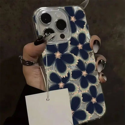 Sarung Telefon Bunga Hitam Sesuai untukiPhone 17 15 14 13 12 11 Pro MaxxsmaxMudah dan Comel Kalis Kejutan Sesuai untuk16
