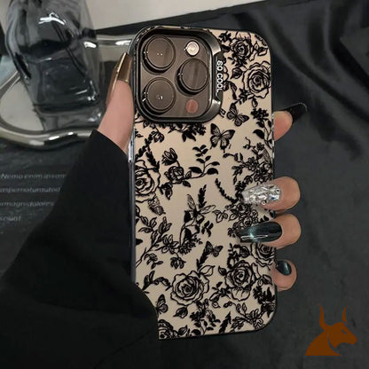 Sarung Telefon Reka Bentuk Mawar Rama-ramaLakaran Serasi dengan Apple XSMAX 14PROdan iPhone 16PRO