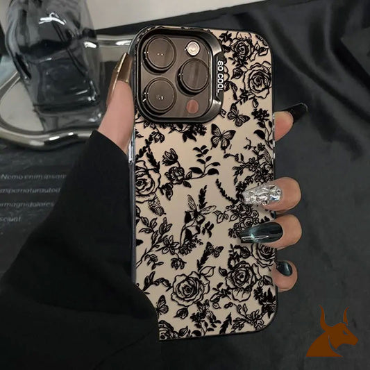Sarung Telefon Reka Bentuk Mawar Rama-ramaLakaran Serasi dengan Apple XSMAX 14PROdan iPhone 16PRO