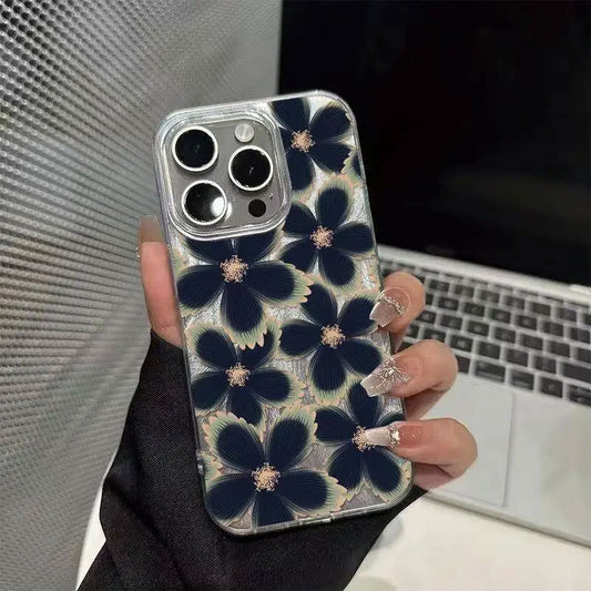 Sarung Telefon Bunga Hitam Sesuai untukiPhone 17 15 14 13 12 11 Pro MaxxsmaxMudah dan Comel Kalis Kejutan Sesuai untuk16