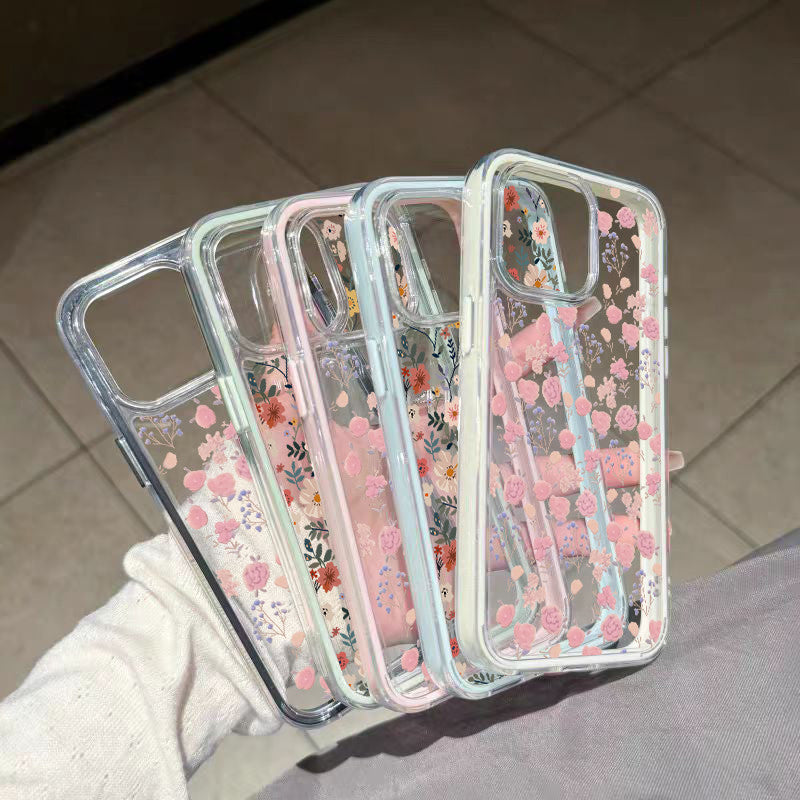 Compatible with iphone 15 Pro Max Koleksi Bunga Warna Hangat 12 13 14 11 Pro Max Casing xr xs Max 7 8 Plus 2 in 1 TPU Sh