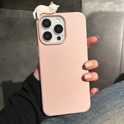 Sarung Telefon Tekstur Kulit Kucing Berbaring 3D Kartun untuk iPhone 11, 13, 15, 12, XR, 14, 16 Pro, XS Max, 13pro, 14pr