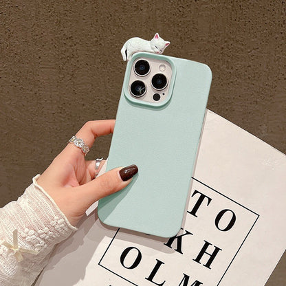 Sarung Telefon Tekstur Kulit Kucing Berbaring 3D Kartun untuk iPhone 11, 13, 15, 12, XR, 14, 16 Pro, XS Max, 13pro, 14pr