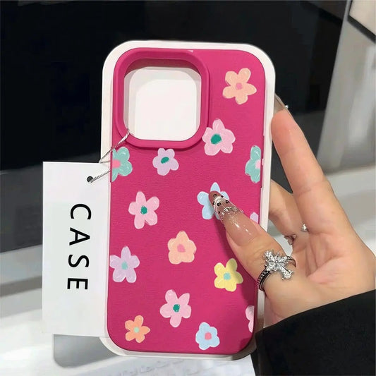 Sarung Telefon iPhone Reka Bentuk BungaKecil Segar, Sarung Pelindung, Sesuai untukiPhone 15Pro Max iPhone 16 /16 Pro Max