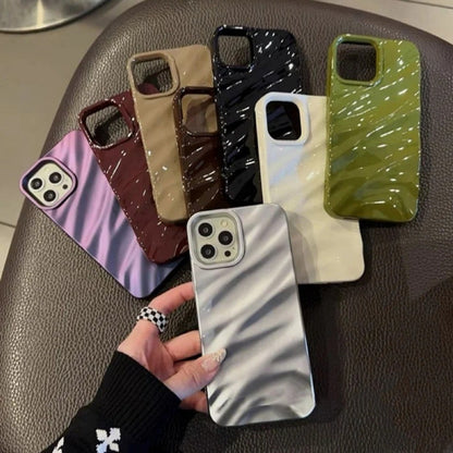 Phone Case Compatible for iPhone 17 16 15 Pro Max Casing iPhone 14 13 12 11 Pro Max X XR XS MAX 7 Luxury 3D Silk Wavy Pa