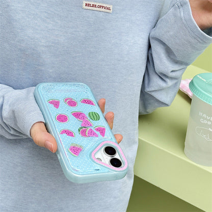 Glitter Polka Dot Jiugongge Watermelon Suitable for iPhone17 Apple 16ProMax/15Pro Phone Case Girl Heart