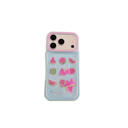 Glitter Polka Dot Jiugongge Watermelon Suitable for iPhone17 Apple 16ProMax/15Pro Phone Case Girl Heart