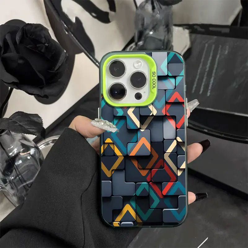 Sarung Sarung, Reka Bentuk Kiub Kreatif, SerasidenganiPhone 15 Pro / 14 / 13 / 12 / 11 pro max/xs max, Kalis Kejutan, Se
