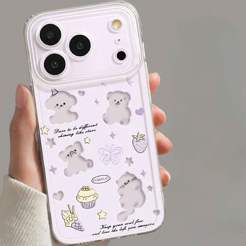 Sarung Telefon, Sesuai untuk iPhone 17 daniPhone 12, 13, 14, Pro Max, 15 Plus, Kucing Anakdan Anak Anjing, Kalis Kejutan