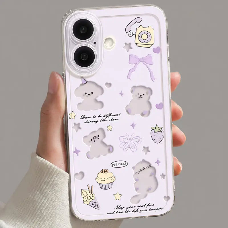 Sarung Telefon, Sesuai untuk iPhone 17 daniPhone 12, 13, 14, Pro Max, 15 Plus, Kucing Anakdan Anak Anjing, Kalis Kejutan