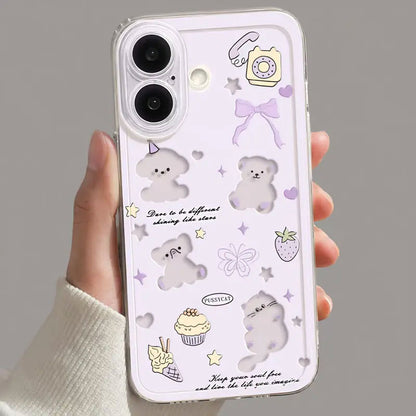 Sarung Telefon, Sesuai untuk iPhone 17 daniPhone 12, 13, 14, Pro Max, 15 Plus, Kucing Anakdan Anak Anjing, Kalis Kejutan