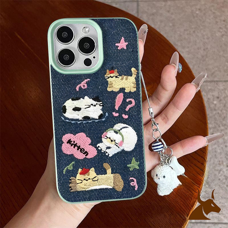 Cartoon Vintage Cowboy Lovely Kitten Couple Puppy Bracelet Case Compatible for IPhone 17 14 15 13 12 11 16 Pro Max XR X