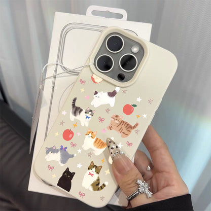 cute cat elements, star-shaped fruit pattern and straight edge, for iPhone 17ProMax/16/15Pro/14Plus/13/12 ProMax/11Pro