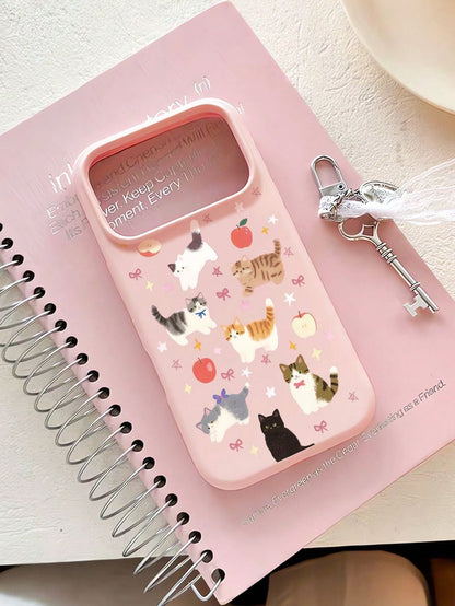 cute cat elements, star-shaped fruit pattern and straight edge, for iPhone 17ProMax/16/15Pro/14Plus/13/12 ProMax/11Pro