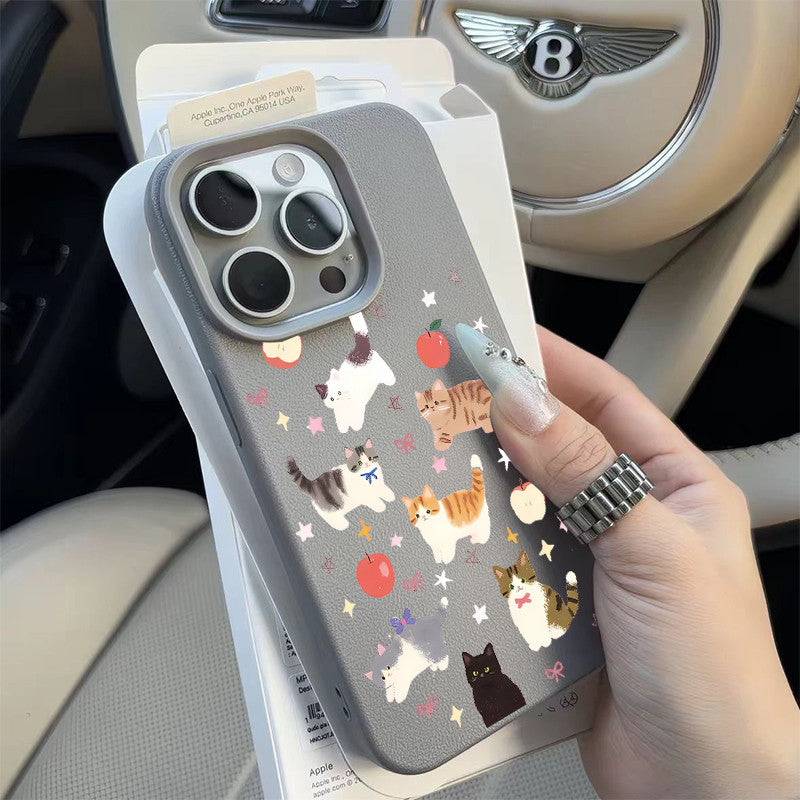 cute cat elements, star-shaped fruit pattern and straight edge, for iPhone 17ProMax/16/15Pro/14Plus/13/12 ProMax/11Pro