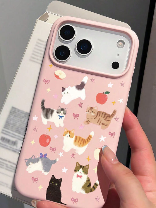 cute cat elements, star-shaped fruit pattern and straight edge, for iPhone 17ProMax/16/15Pro/14Plus/13/12 ProMax/11Pro
