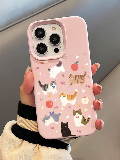 cute cat elements, star-shaped fruit pattern and straight edge, for iPhone 17ProMax/16/15Pro/14Plus/13/12 ProMax/11Pro