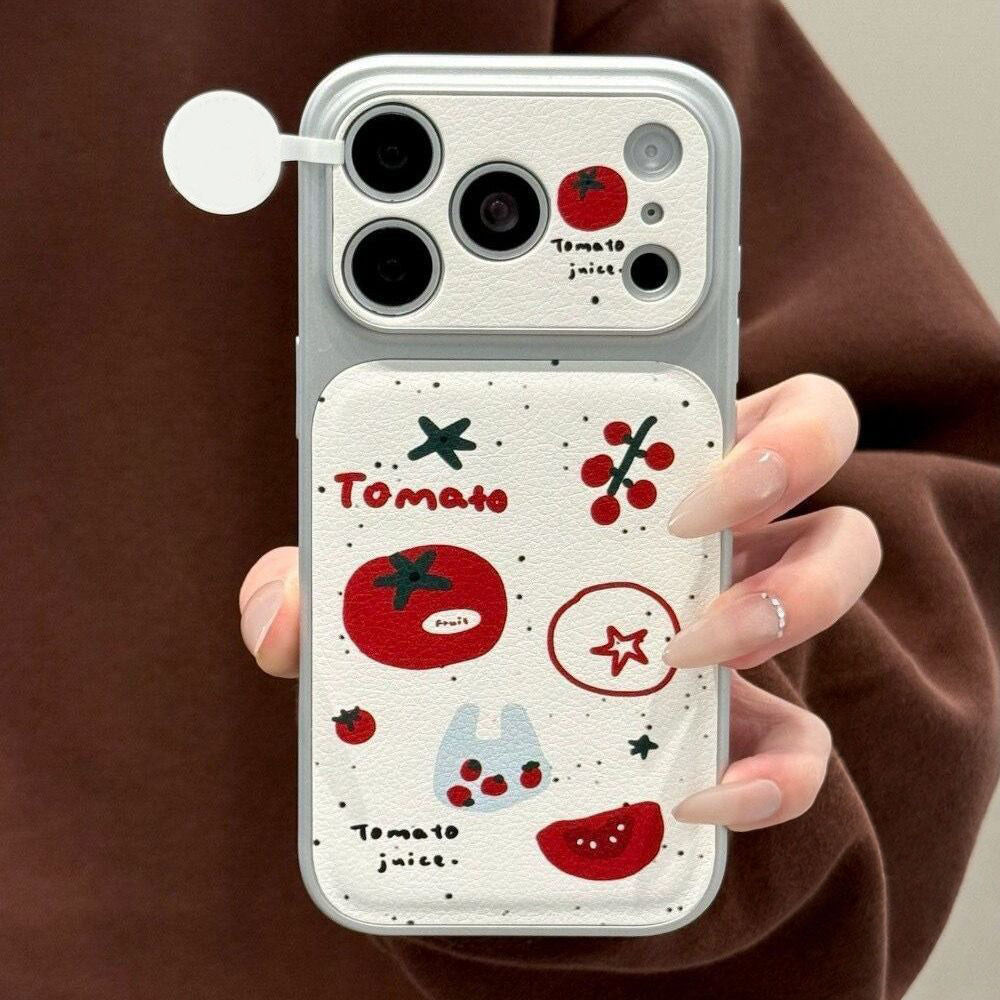 Sarung kulit pelindung bercorak tomato. Sesuai dengan iPhone 17, 14, 11, 13, 16, 12, 15 Pro Max, 14, 16, 15 Plus.