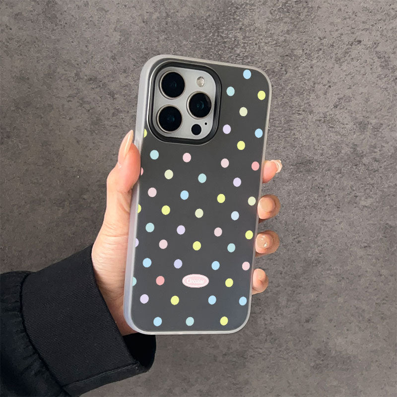 Colorful polka dot phone case for iPhone 11ProMax 12Pro 13 14 15 Pro Max 16 Plus 16Pro.lovers', and friends' phone cover