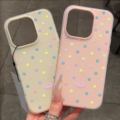 Colorful polka dot phone case for iPhone 11ProMax 12Pro 13 14 15 Pro Max 16 Plus 16Pro.lovers', and friends' phone cover