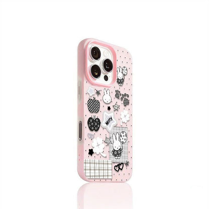 2-in-1 Miffy Case and Protective Sticker for IPhone 11, 12, 13, 14, 15 Pro Max, X, XS, 7, 8 Plus, XR.and other models