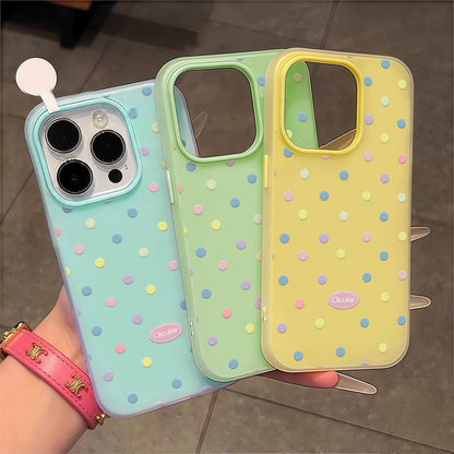 Colorful polka dot phone case for iPhone 11ProMax 12Pro 13 14 15 Pro Max 16 Plus 16Pro.lovers', and friends' phone cover