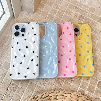 For iPhone 11, 12 Pro MAX, 14, 15, 16 Pro MAX, 14, 15, 16 Plus. cases, crater wrinkle pattern, color dots
