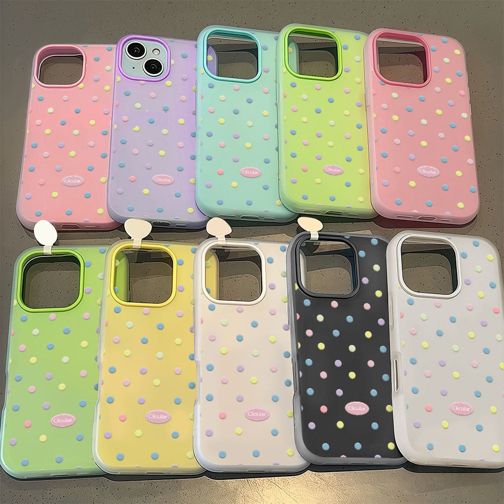 Colorful polka dot phone case for iPhone 11ProMax 12Pro 13 14 15 Pro Max 16 Plus 16Pro.lovers', and friends' phone cover