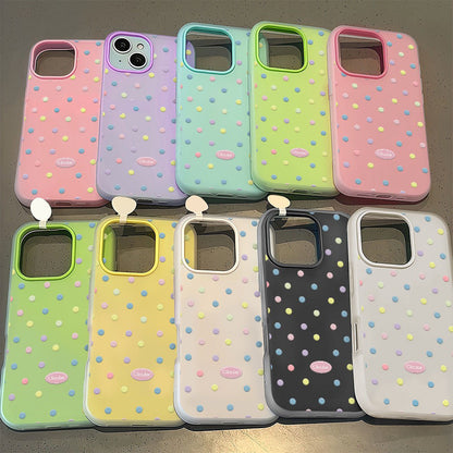 Colorful polka dot phone case for iPhone 11ProMax 12Pro 13 14 15 Pro Max 16 Plus 16Pro.lovers', and friends' phone cover