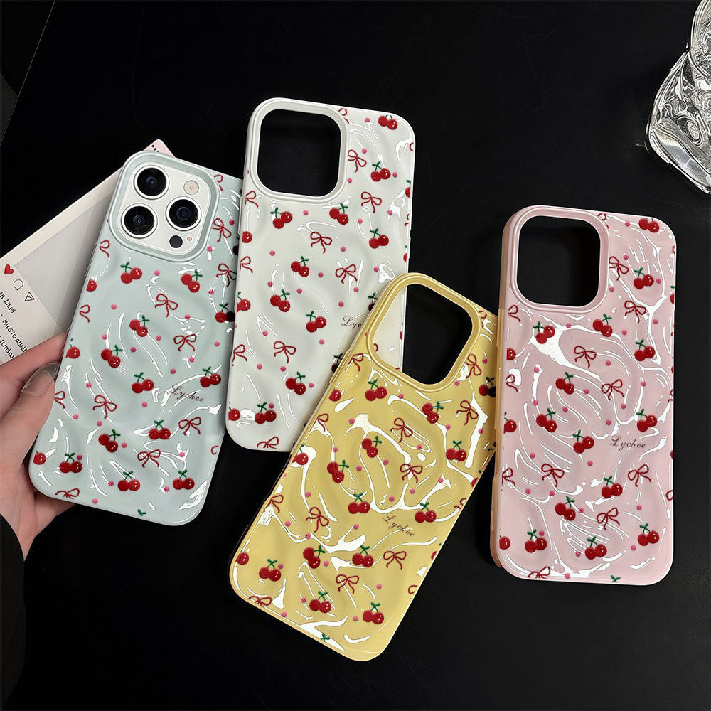 Sarung Telefon Bertekstur Beralun Warna Gula-gula untuk iPhone 16 15 14 13 12 11 Pro Max X XR XS Max 7 8 6 Plus