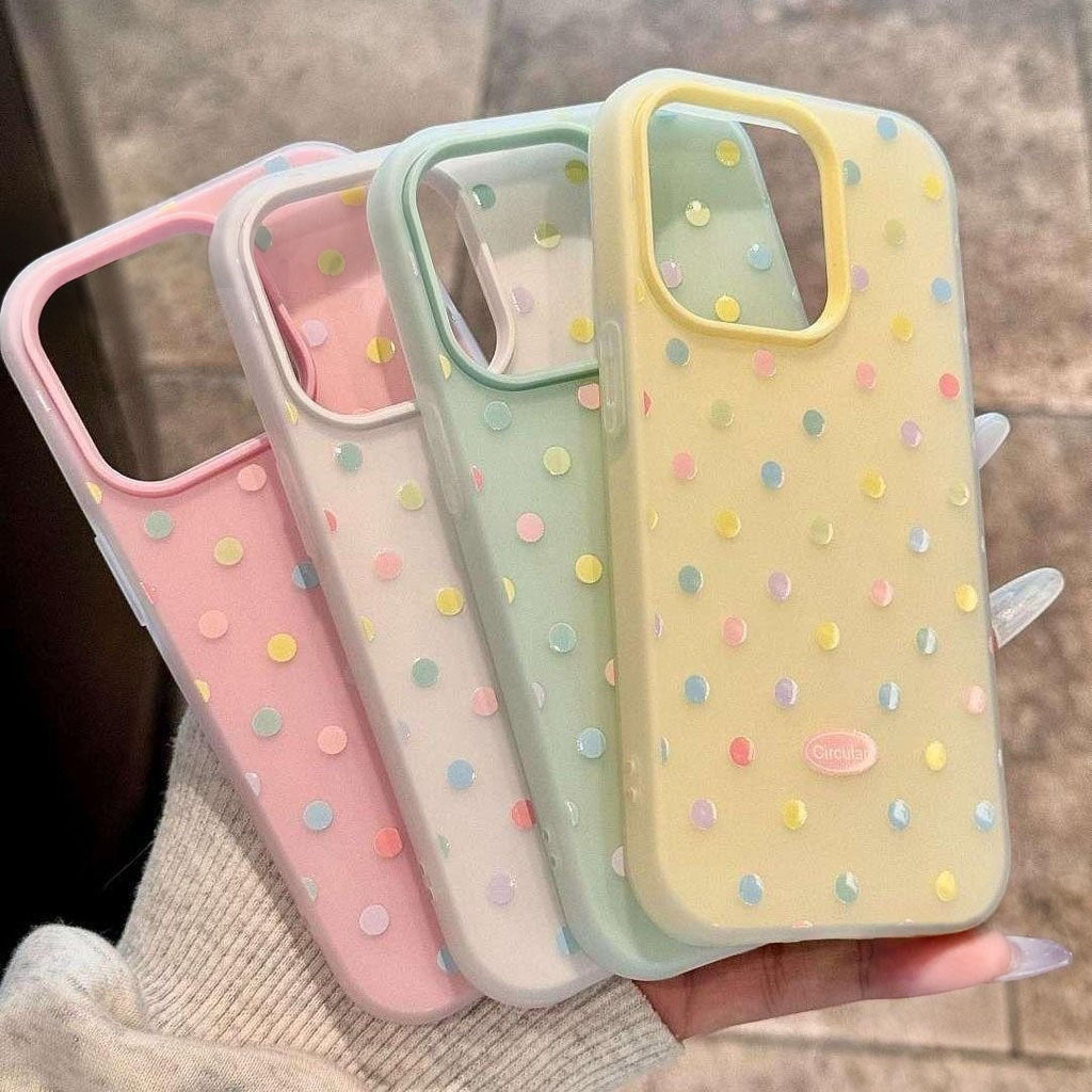 Colorful polka dot phone case for iPhone 11ProMax 12Pro 13 14 15 Pro Max 16 Plus 16Pro.lovers', and friends' phone cover