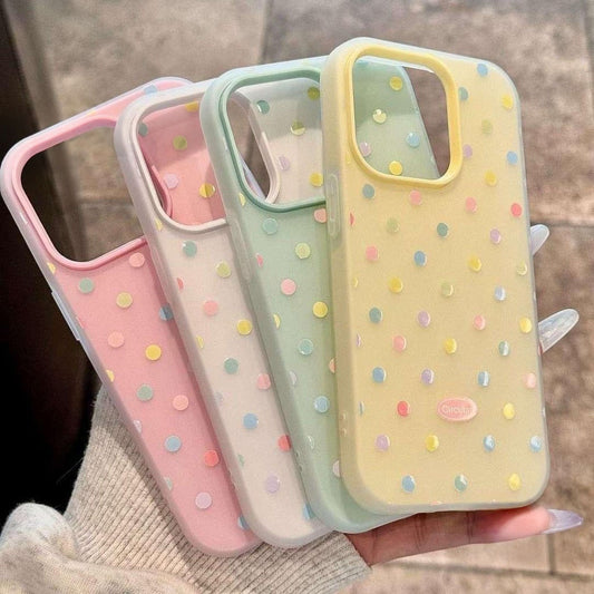 Colorful polka dot phone case for iPhone 11ProMax 12Pro 13 14 15 Pro Max 16 Plus 16Pro.lovers', and friends' phone cover