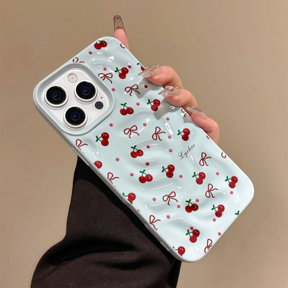 Sarung Telefon Bertekstur Beralun Warna Gula-gula untuk iPhone 16 15 14 13 12 11 Pro Max X XR XS Max 7 8 6 Plus