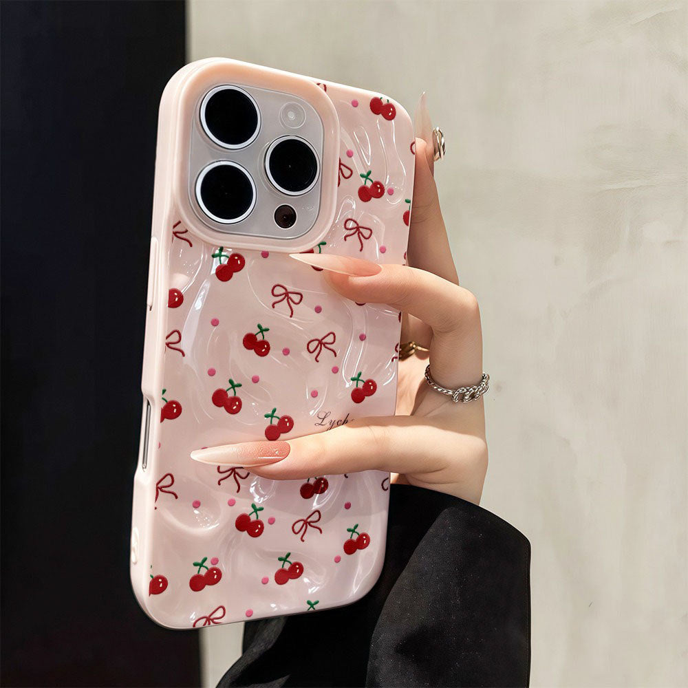 Sarung Telefon Bertekstur Beralun Warna Gula-gula untuk iPhone 16 15 14 13 12 11 Pro Max X XR XS Max 7 8 6 Plus