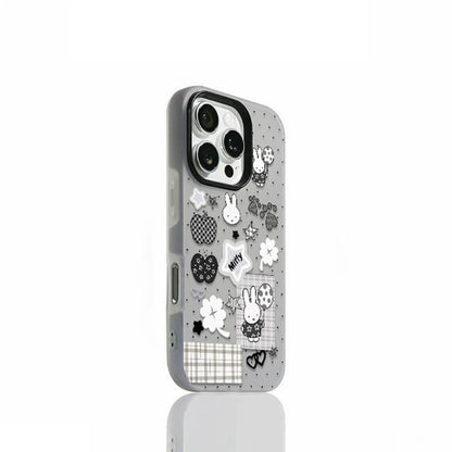 2-in-1 Miffy Case and Protective Sticker for IPhone 11, 12, 13, 14, 15 Pro Max, X, XS, 7, 8 Plus, XR.and other models