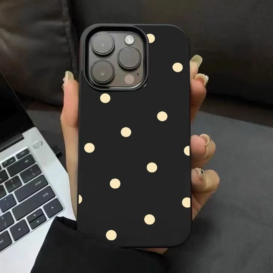 Sarung iPhone 16 17 11 13 15 12 14 Pro Max 16 14 15 Max 15 Pro. Kemasan berkilat, reka bentuk polkadot yang comel