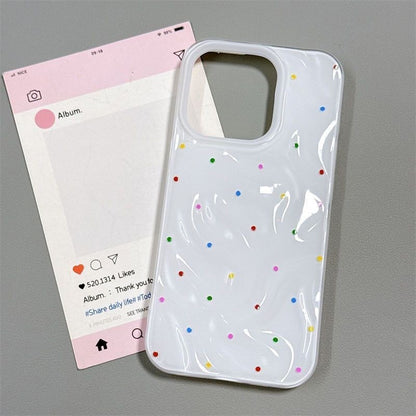 For iPhone 11, 12 Pro MAX, 14, 15, 16 Pro MAX, 14, 15, 16 Plus. cases, crater wrinkle pattern, color dots