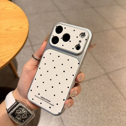 Black Polka Dot Faux Leather Phone Case For iPhone 17 Pro Max 16 Plus 15 14 13 12 11 16 17 Shockproof Soft Bumper Cover