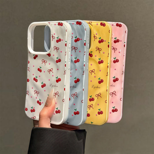 Sarung Telefon Bertekstur Beralun Warna Gula-gula untuk iPhone 16 15 14 13 12 11 Pro Max X XR XS Max 7 8 6 Plus