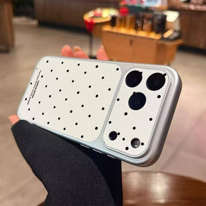 Black Polka Dot Faux Leather Phone Case For iPhone 17 Pro Max 16 Plus 15 14 13 12 11 16 17 Shockproof Soft Bumper Cover
