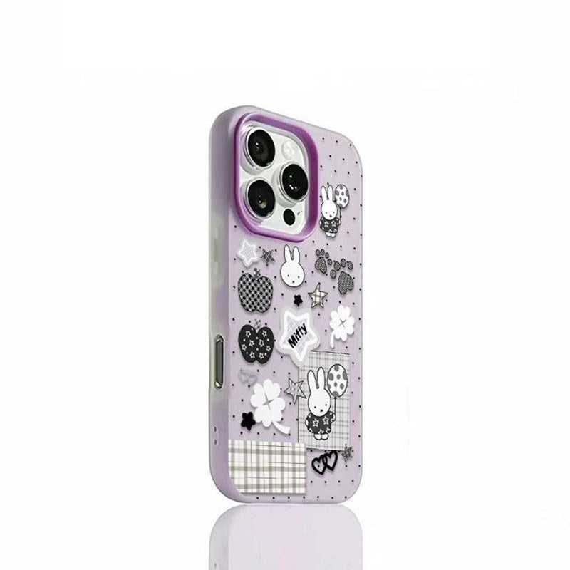 2-in-1 Miffy Case and Protective Sticker for IPhone 11, 12, 13, 14, 15 Pro Max, X, XS, 7, 8 Plus, XR.and other models